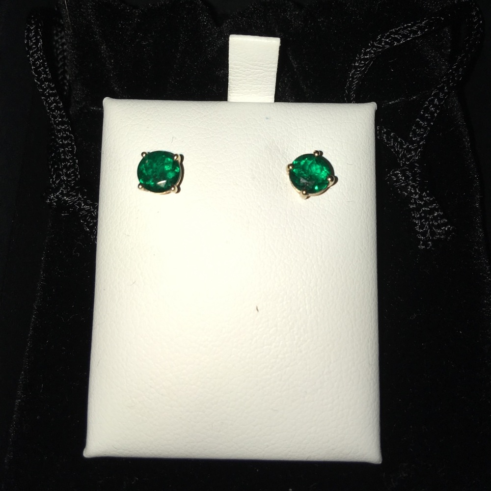 Gold & emerald earrings from Macy's